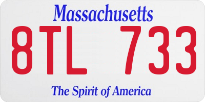 MA license plate 8TL733