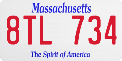 MA license plate 8TL734
