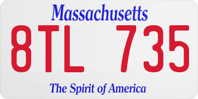 MA license plate 8TL735