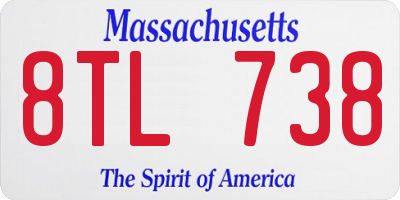 MA license plate 8TL738