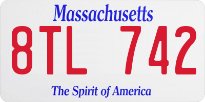MA license plate 8TL742