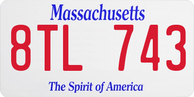 MA license plate 8TL743