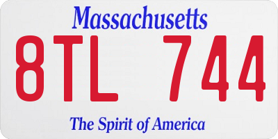 MA license plate 8TL744