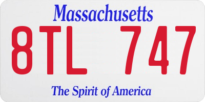 MA license plate 8TL747