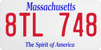 MA license plate 8TL748
