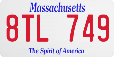 MA license plate 8TL749