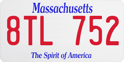 MA license plate 8TL752