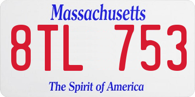 MA license plate 8TL753