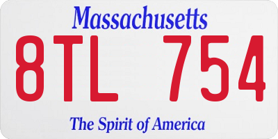 MA license plate 8TL754
