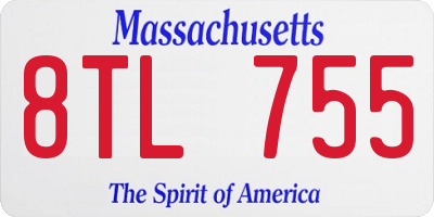 MA license plate 8TL755