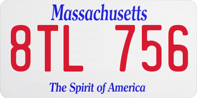 MA license plate 8TL756