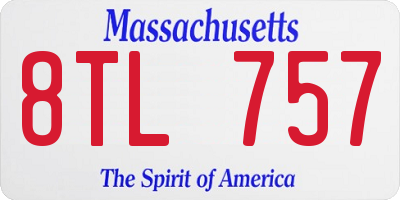 MA license plate 8TL757