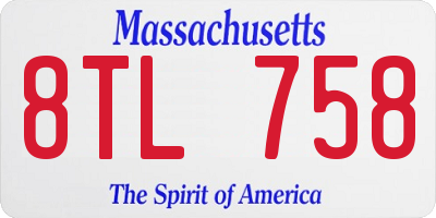 MA license plate 8TL758