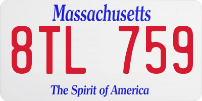 MA license plate 8TL759