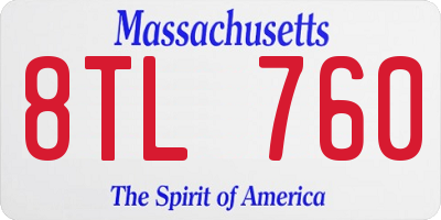 MA license plate 8TL760