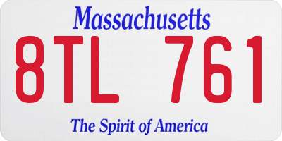 MA license plate 8TL761