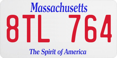 MA license plate 8TL764