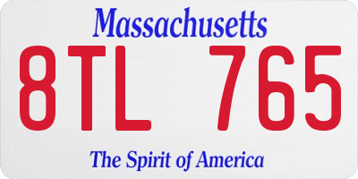 MA license plate 8TL765
