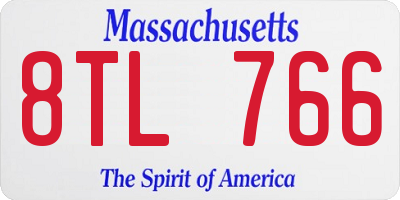 MA license plate 8TL766