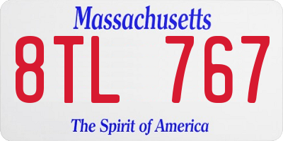 MA license plate 8TL767