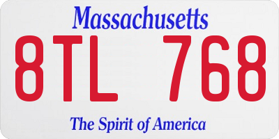 MA license plate 8TL768