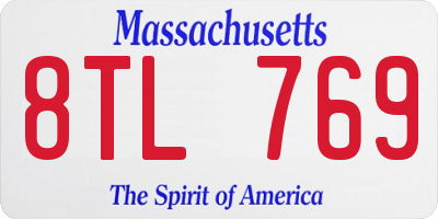 MA license plate 8TL769