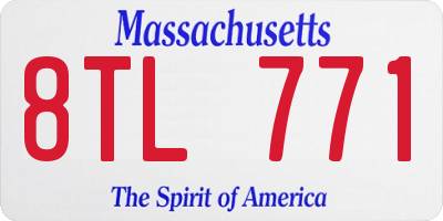 MA license plate 8TL771