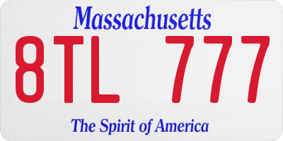 MA license plate 8TL777