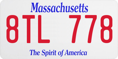 MA license plate 8TL778
