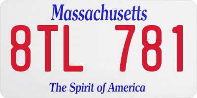 MA license plate 8TL781