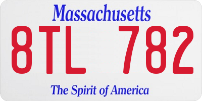 MA license plate 8TL782