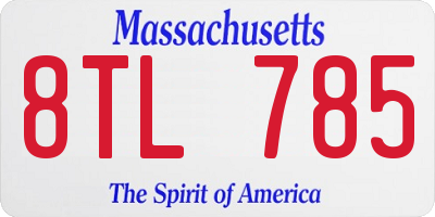MA license plate 8TL785
