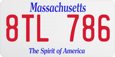 MA license plate 8TL786