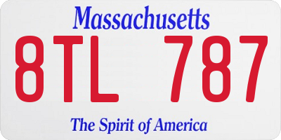 MA license plate 8TL787