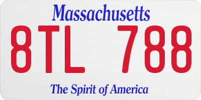 MA license plate 8TL788