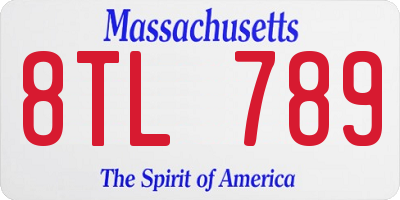 MA license plate 8TL789