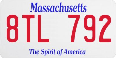 MA license plate 8TL792
