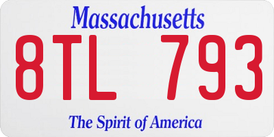 MA license plate 8TL793