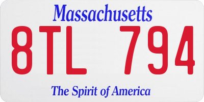 MA license plate 8TL794