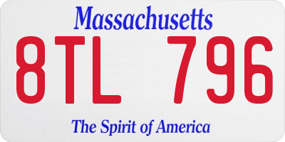 MA license plate 8TL796