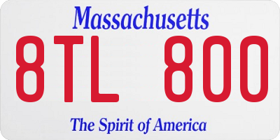 MA license plate 8TL800