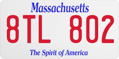 MA license plate 8TL802