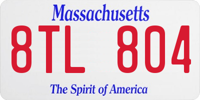 MA license plate 8TL804