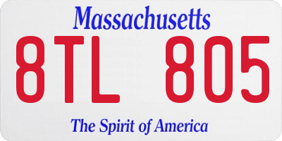MA license plate 8TL805