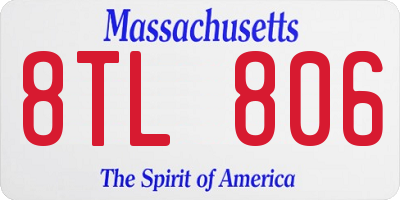 MA license plate 8TL806