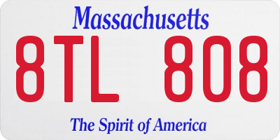 MA license plate 8TL808