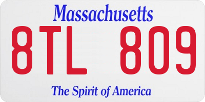 MA license plate 8TL809