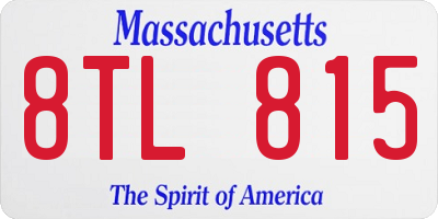 MA license plate 8TL815