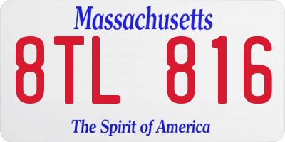 MA license plate 8TL816