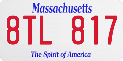 MA license plate 8TL817